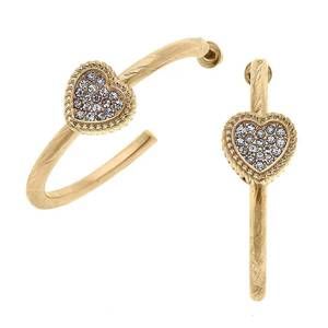 NEW CANVAS STYLE women's corrine pavé heart hoop earrings in gold